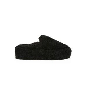 ALFYF FAUX FUR PLATFORM SLIPPERS IN BLACK